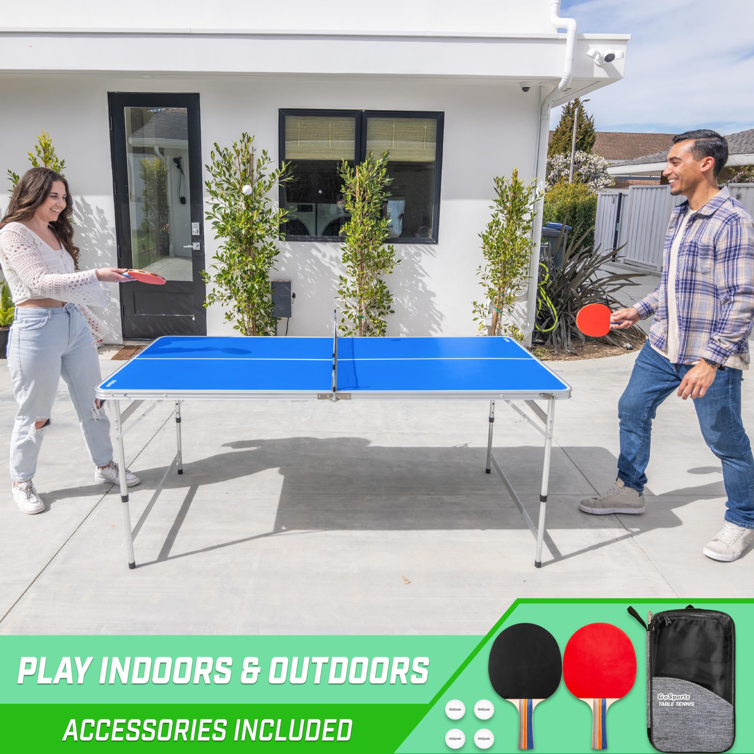 Amazon.com : GoSports 6 x 3 ft Mid-Size Table Tennis Table Set